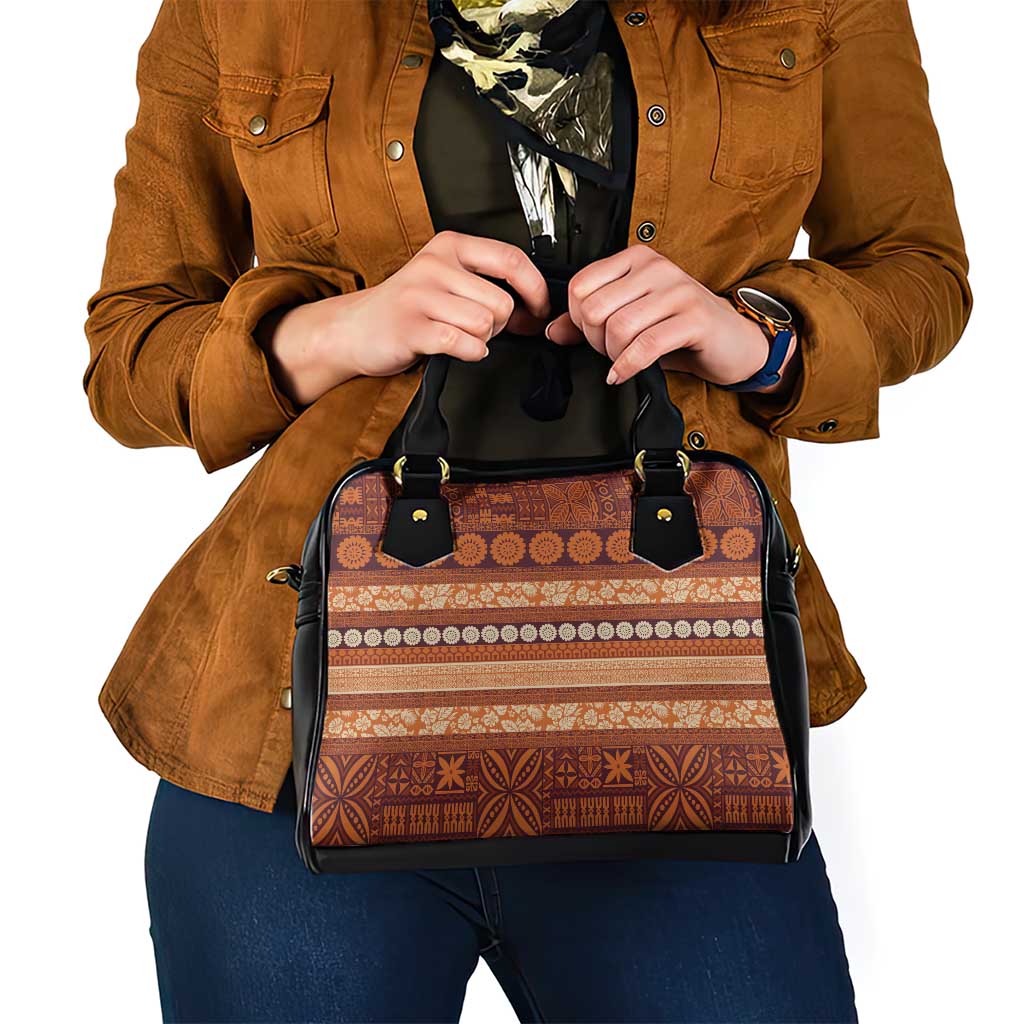 Fiji Marau na Kerisimasi Shoulder Handbag Gold Tapa Masi Inspired Christmas - Polynesian Pride
