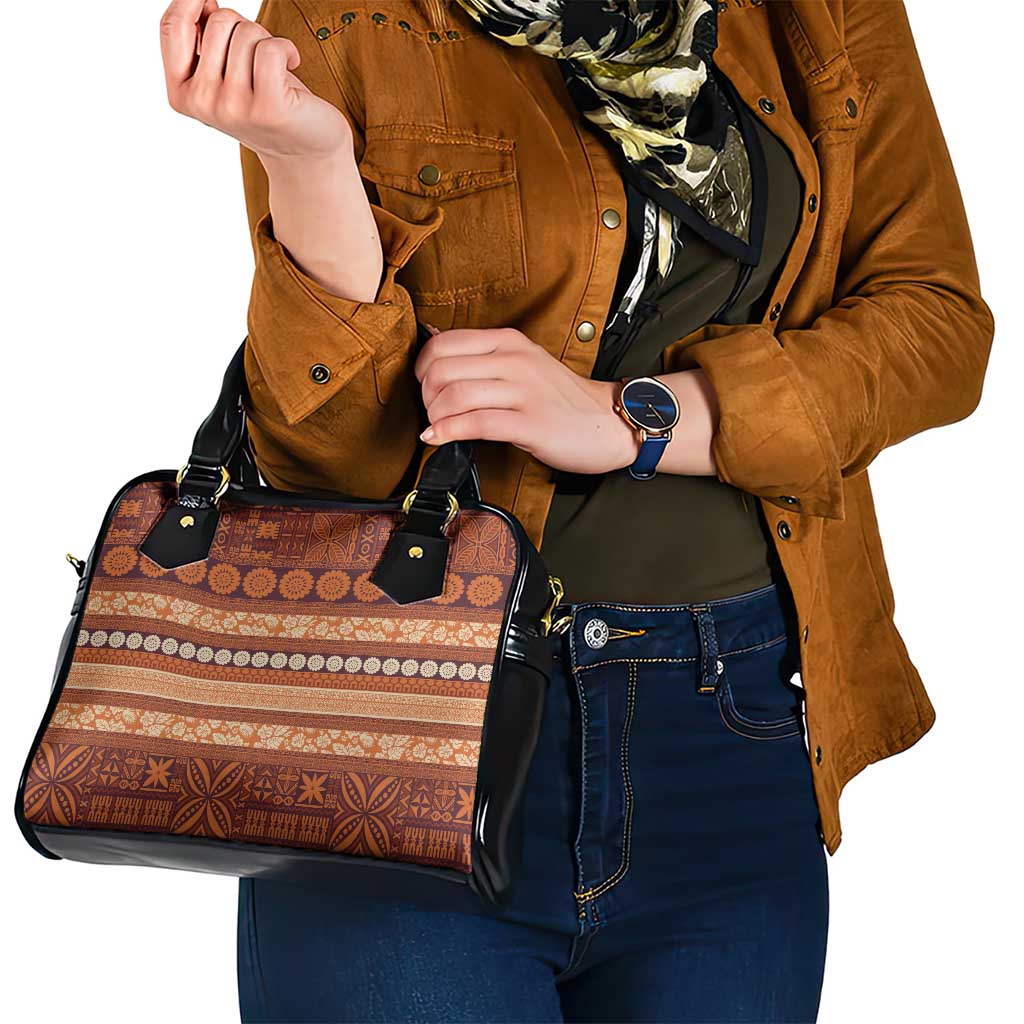 Fiji Marau na Kerisimasi Shoulder Handbag Gold Tapa Masi Inspired Christmas - Polynesian Pride