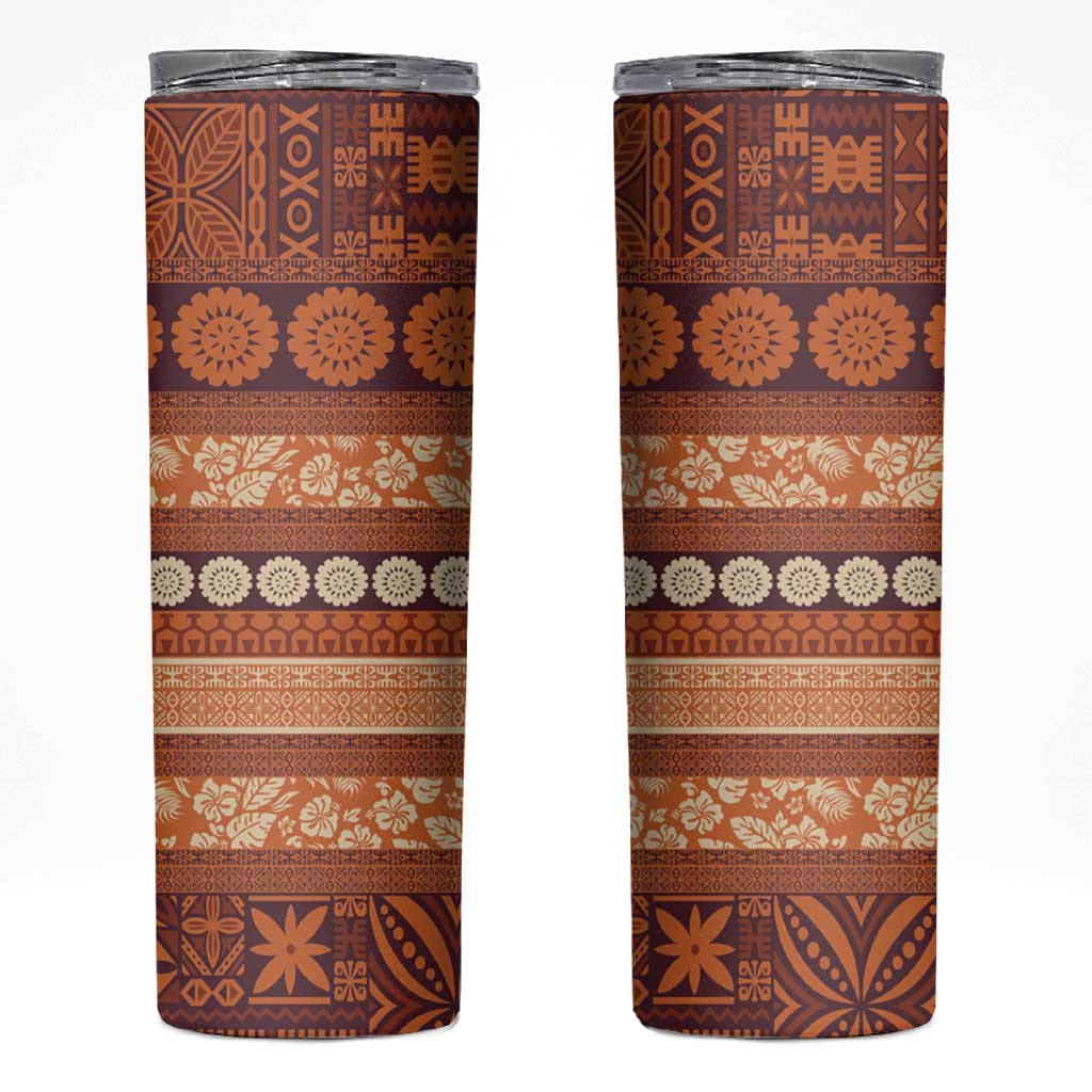 Fiji Marau na Kerisimasi Skinny Tumbler Gold Tapa Masi Inspired Christmas LT9 Gold - Polynesian Pride