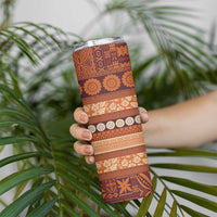 Fiji Marau na Kerisimasi Skinny Tumbler Gold Tapa Masi Inspired Christmas LT9 - Polynesian Pride