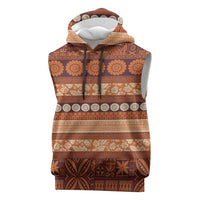 Fiji Marau na Kerisimasi Sleeveless Hoodie Gold Tapa Masi Inspired Christmas LT9 Gold - Polynesian Pride