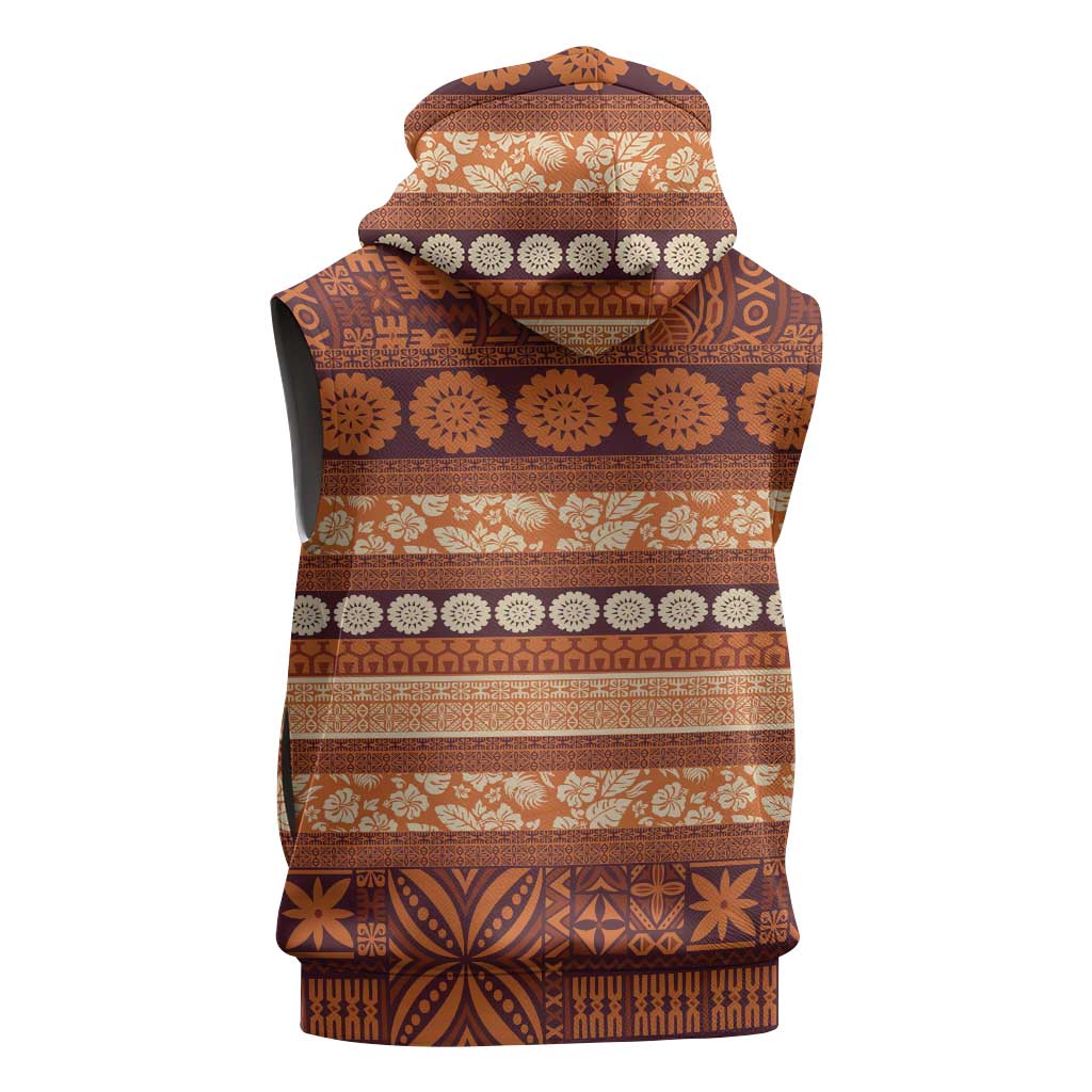 Fiji Marau na Kerisimasi Sleeveless Zip Hoodie Gold Tapa Masi Inspired Christmas LT9 - Polynesian Pride