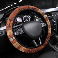 Fiji Marau na Kerisimasi Steering Wheel Cover Gold Tapa Masi Inspired Christmas LT9 Universal Fit Gold - Polynesian Pride