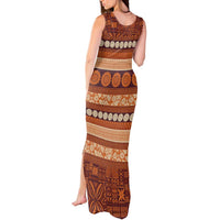 Fiji Marau na Kerisimasi Tank Maxi Dress Gold Tapa Masi Inspired Christmas LT9 - Polynesian Pride