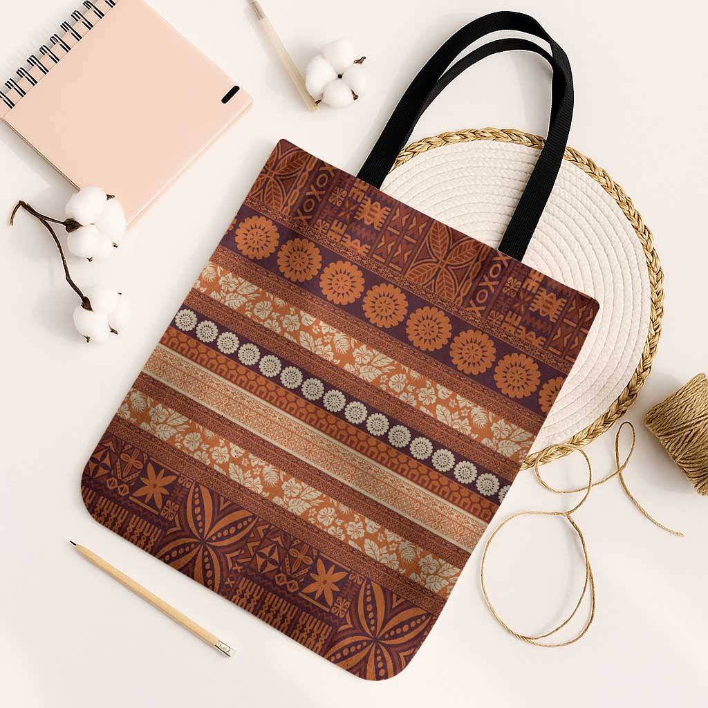 Fiji Marau na Kerisimasi Tote Bag Gold Tapa Masi Inspired Christmas - Polynesian Pride