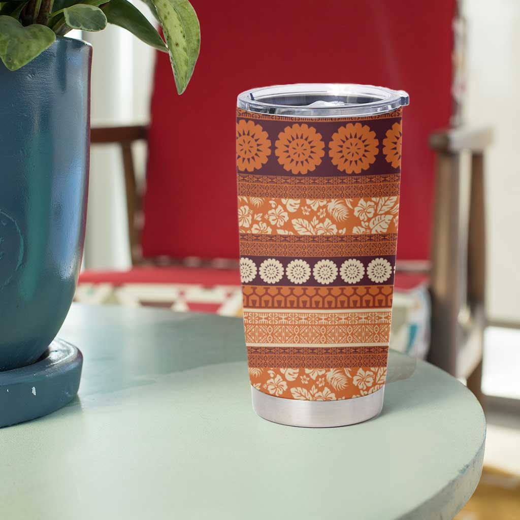 Fiji Marau na Kerisimasi Tumbler Cup Gold Tapa Masi Inspired Christmas LT9 - Polynesian Pride