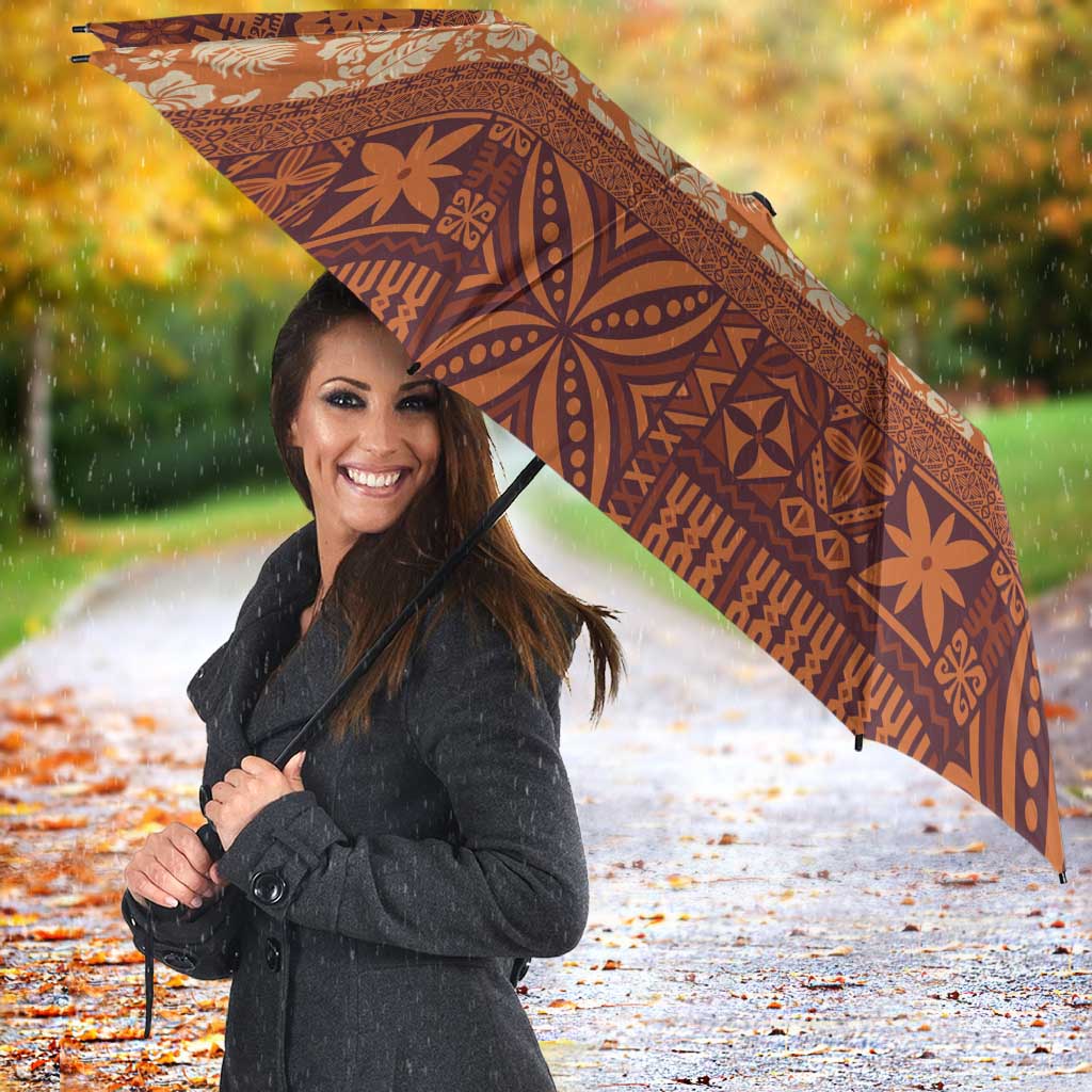Fiji Marau na Kerisimasi Umbrella Gold Tapa Masi Inspired Christmas - Polynesian Pride
