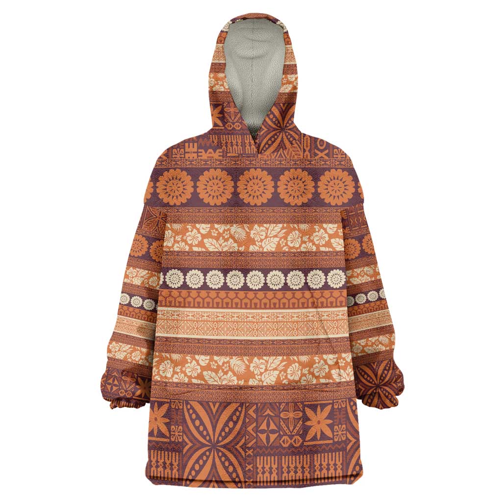 Fiji Marau na Kerisimasi Wearable Blanket Hoodie Gold Tapa Masi Inspired Christmas LT9 One Size Gold - Polynesian Pride