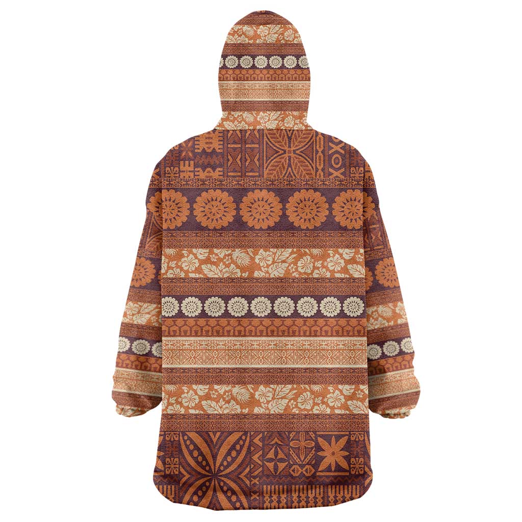 Fiji Marau na Kerisimasi Wearable Blanket Hoodie Gold Tapa Masi Inspired Christmas LT9 - Polynesian Pride
