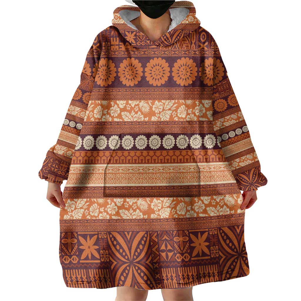 Fiji Marau na Kerisimasi Wearable Blanket Hoodie Gold Tapa Masi Inspired Christmas LT9 - Polynesian Pride