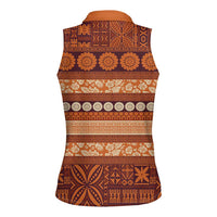 Fiji Marau na Kerisimasi Women Sleeveless Polo Shirt Gold Tapa Masi Inspired Christmas LT9 - Polynesian Pride