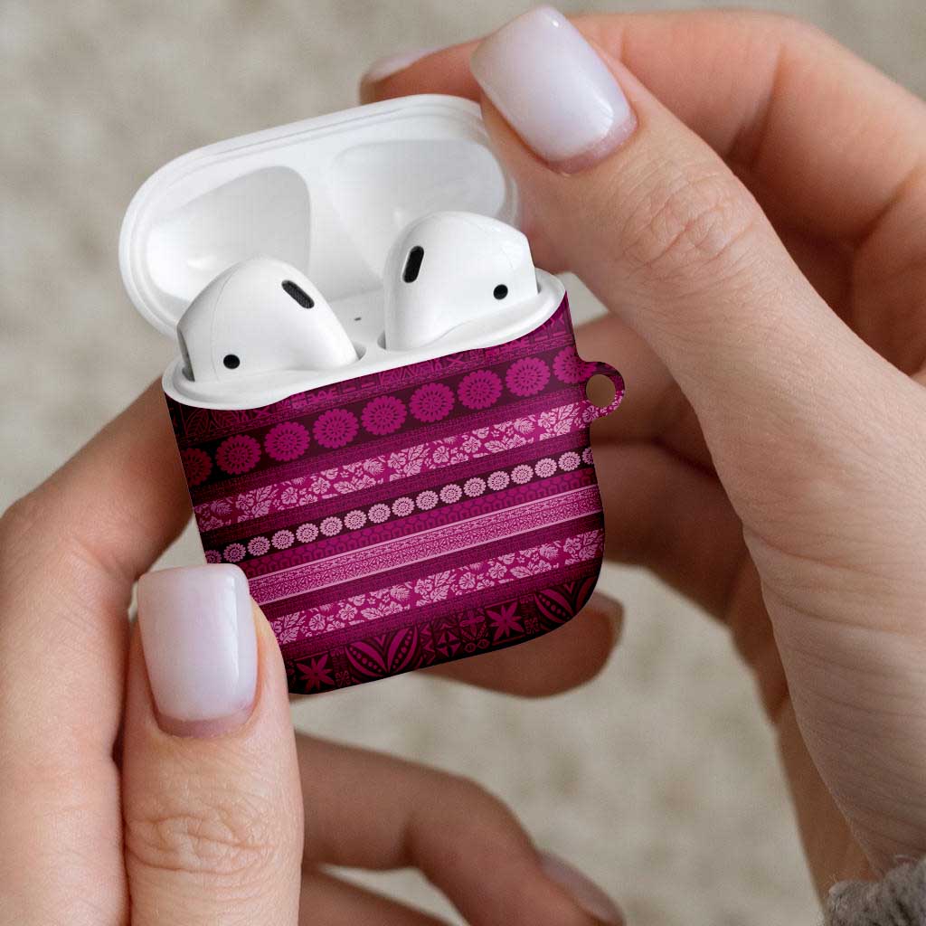 Fiji Marau na Kerisimasi AirPods Case Pink Tapa Masi Inspired Christmas - Polynesian Pride
