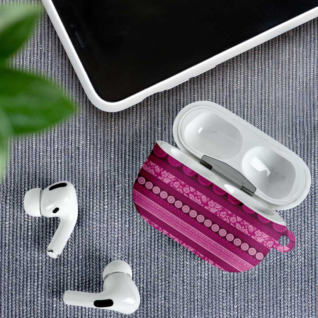 Fiji Marau na Kerisimasi AirPods Case Pink Tapa Masi Inspired Christmas - Polynesian Pride