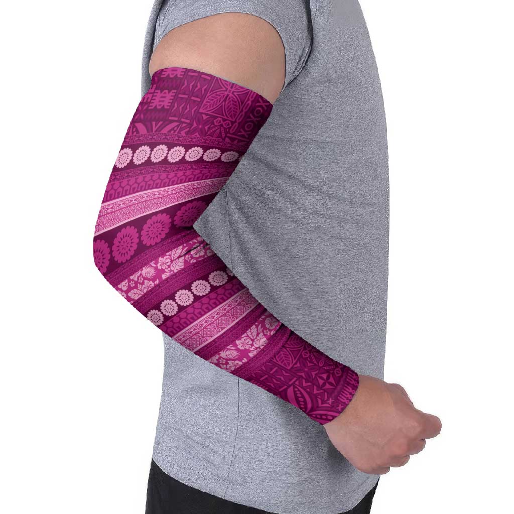 Fiji Marau na Kerisimasi Arm Sleeves Pink Tapa Masi Inspired Christmas - Polynesian Pride