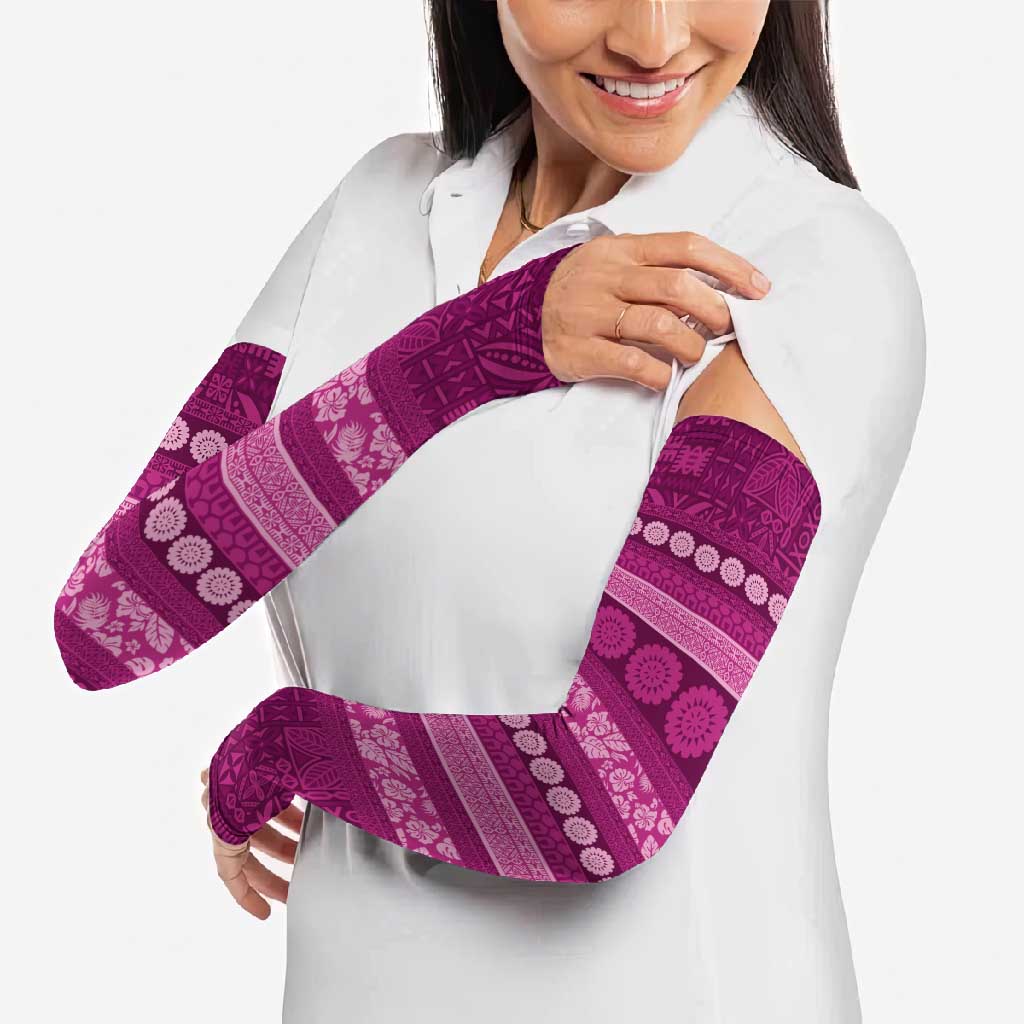 Fiji Marau na Kerisimasi Arm Sleeves Pink Tapa Masi Inspired Christmas - Polynesian Pride