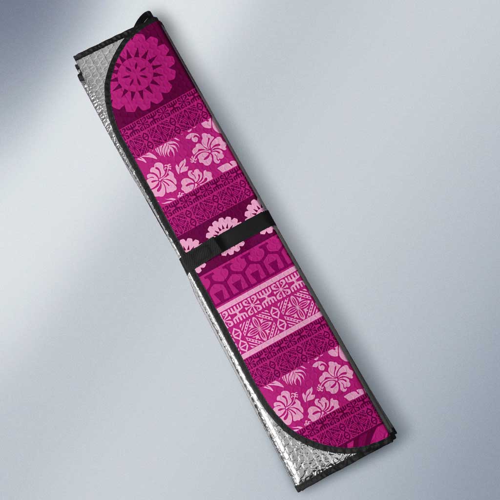 Fiji Marau na Kerisimasi Auto Sun Shade Pink Tapa Masi Inspired Christmas - Polynesian Pride