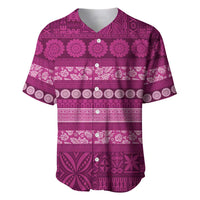 Fiji Marau na Kerisimasi Baseball Jersey Pink Tapa Masi Inspired Christmas - Polynesian Pride
