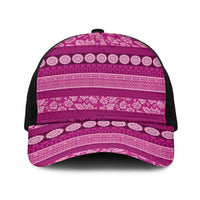 Fiji Marau na Kerisimasi Baseball Net Cap Pink Tapa Masi Inspired Christmas - Polynesian Pride