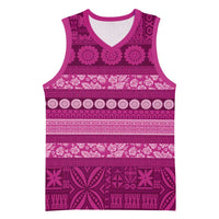 Fiji Marau na Kerisimasi Basketball Jersey Pink Tapa Masi Inspired Christmas LT9 Unisex Pink - Polynesian Pride