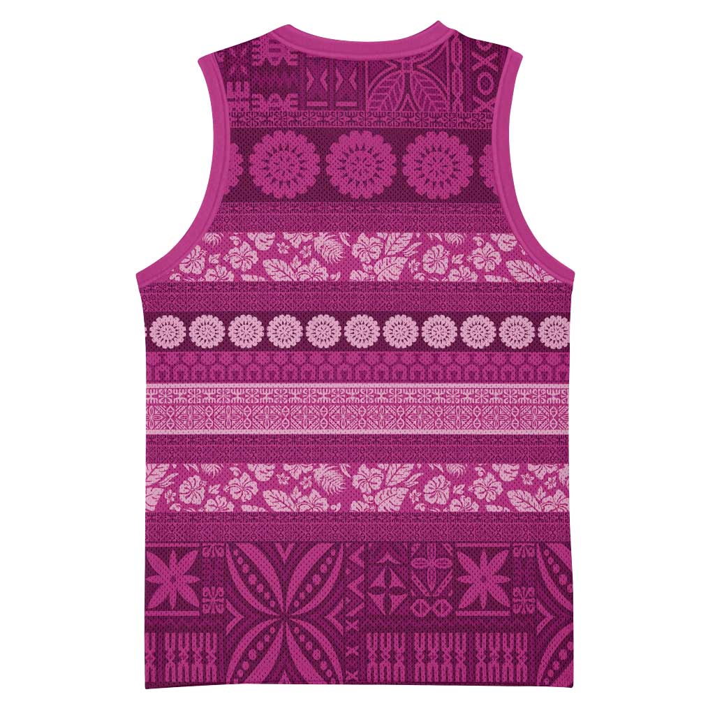 Fiji Marau na Kerisimasi Basketball Jersey Pink Tapa Masi Inspired Christmas LT9 - Polynesian Pride