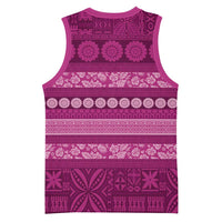 Fiji Marau na Kerisimasi Basketball Jersey Pink Tapa Masi Inspired Christmas LT9 - Polynesian Pride