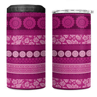 Fiji Marau na Kerisimasi 4 in 1 Can Cooler Tumbler Pink Tapa Masi Inspired Christmas LT9 One Size: 16 oz Pink - Polynesian Pride