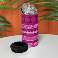 Fiji Marau na Kerisimasi 4 in 1 Can Cooler Tumbler Pink Tapa Masi Inspired Christmas LT9 - Polynesian Pride