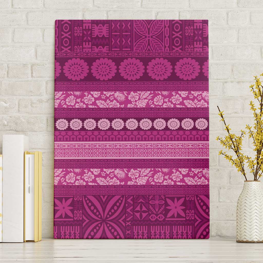 Fiji Marau na Kerisimasi Canvas Wall Art Pink Tapa Masi Inspired Christmas LT9 Without Frame Pink - Polynesian Pride