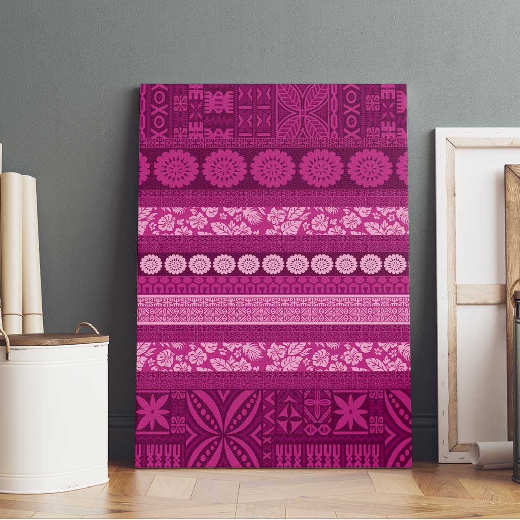 Fiji Marau na Kerisimasi Canvas Wall Art Pink Tapa Masi Inspired Christmas LT9 - Polynesian Pride