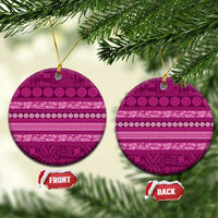 Fiji Marau na Kerisimasi Ceramic Ornament Pink Tapa Masi Inspired Christmas LT9 Circle Pink - Polynesian Pride