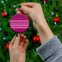Fiji Marau na Kerisimasi Ceramic Ornament Pink Tapa Masi Inspired Christmas LT9 - Polynesian Pride