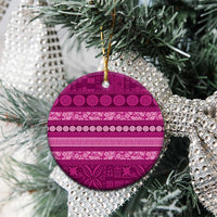 Fiji Marau na Kerisimasi Ceramic Ornament Pink Tapa Masi Inspired Christmas LT9 - Polynesian Pride