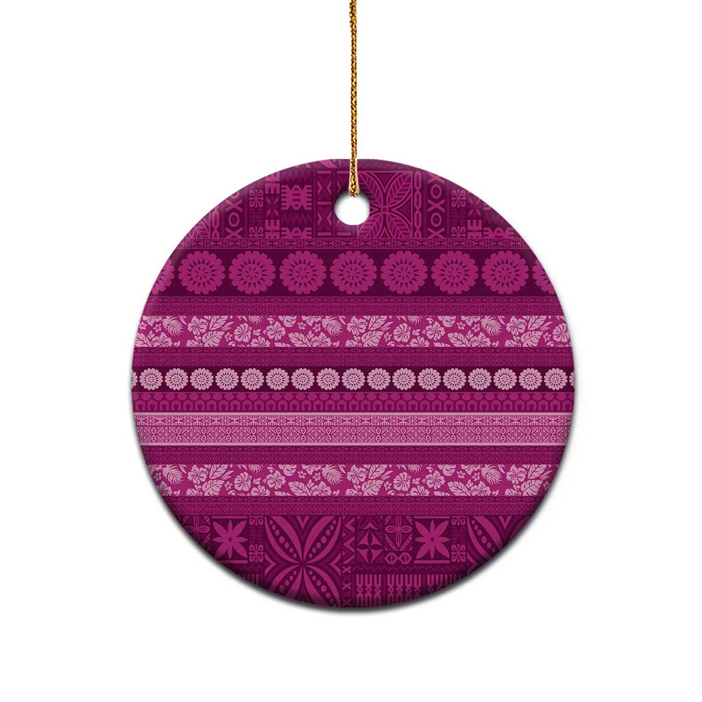 Fiji Marau na Kerisimasi Ceramic Ornament Pink Tapa Masi Inspired Christmas LT9 - Polynesian Pride