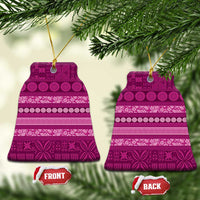 Fiji Marau na Kerisimasi Ceramic Ornament Pink Tapa Masi Inspired Christmas LT9 Bell Flake Pink - Polynesian Pride