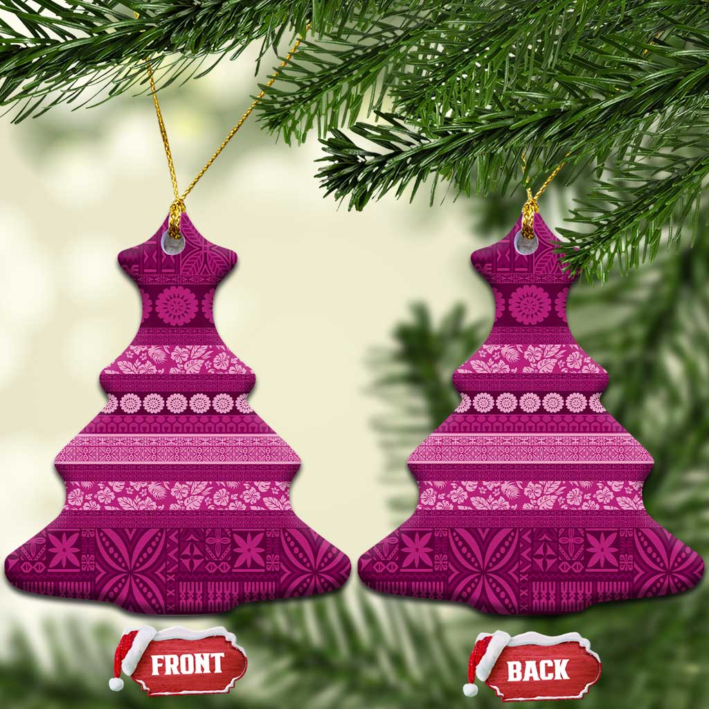 Fiji Marau na Kerisimasi Ceramic Ornament Pink Tapa Masi Inspired Christmas LT9 Christmas Tree Pink - Polynesian Pride