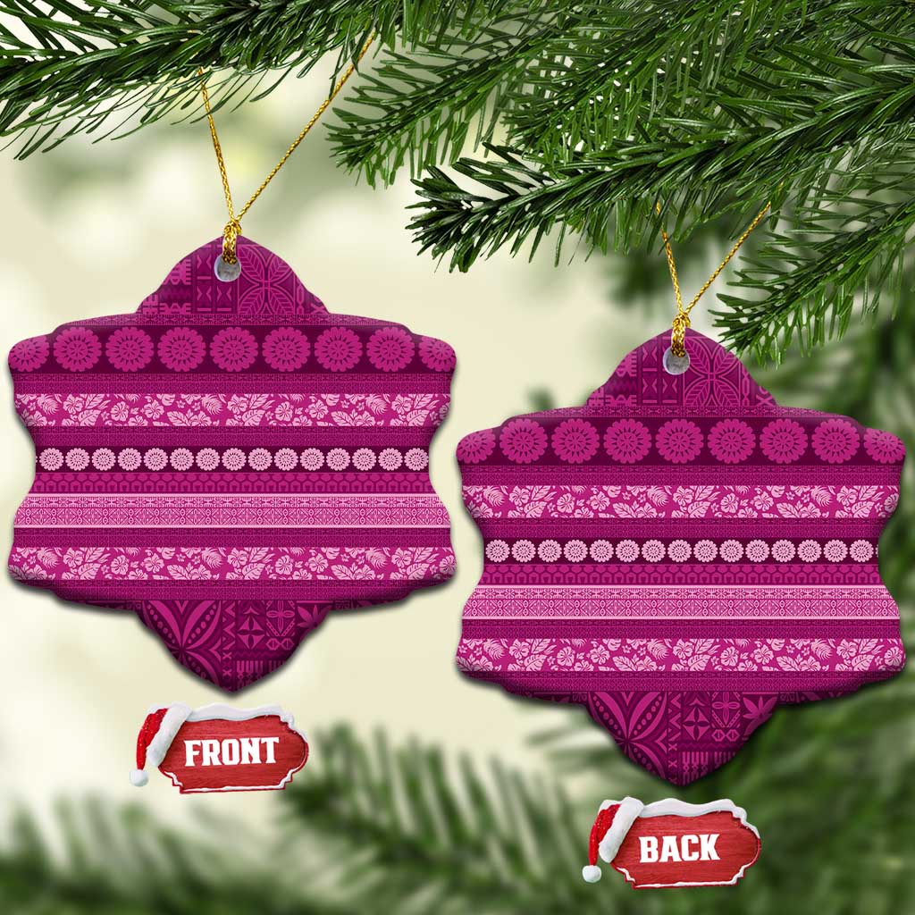 Fiji Marau na Kerisimasi Ceramic Ornament Pink Tapa Masi Inspired Christmas LT9 Snow Flake Pink - Polynesian Pride