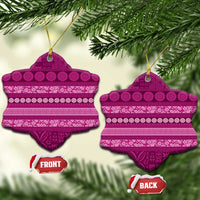 Fiji Marau na Kerisimasi Ceramic Ornament Pink Tapa Masi Inspired Christmas LT9 Snow Flake Pink - Polynesian Pride