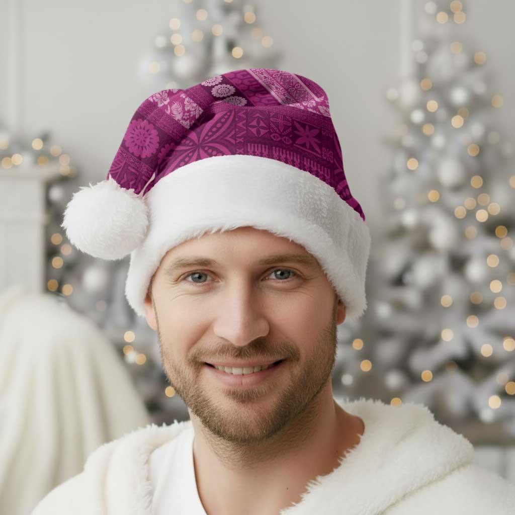 Fiji Marau na Kerisimasi Christmas Santa Hat Pink Tapa Masi Inspired Christmas - Polynesian Pride