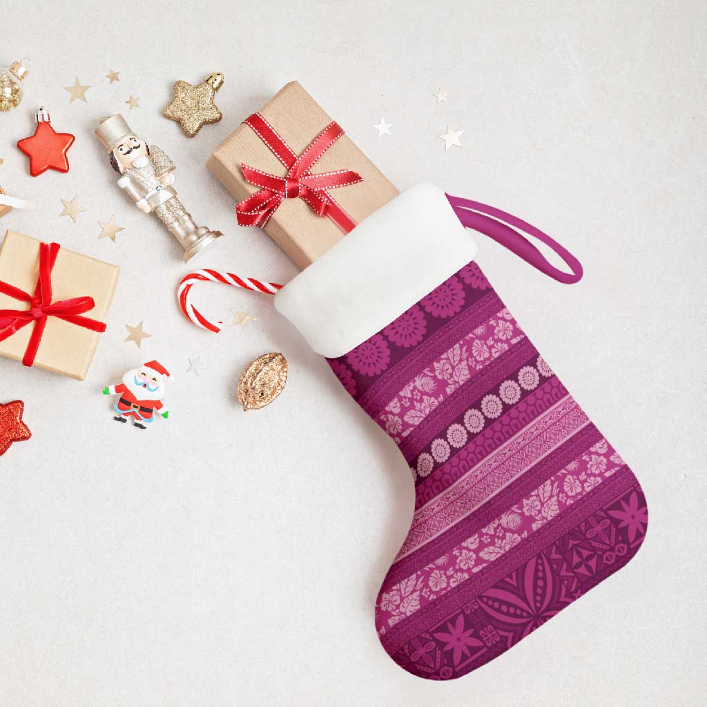 Fiji Marau na Kerisimasi Christmas Stocking Pink Tapa Masi Inspired Christmas - Polynesian Pride