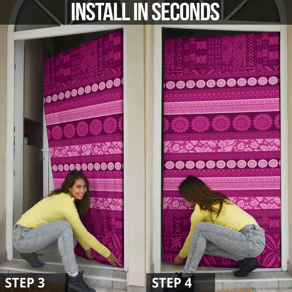 Fiji Marau na Kerisimasi Door Cover Pink Tapa Masi Inspired Christmas LT9 - Polynesian Pride