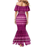 Fiji Marau na Kerisimasi Family Matching Mermaid Dress and Hawaiian Shirt Pink Tapa Masi Inspired Christmas LT9 - Polynesian Pride