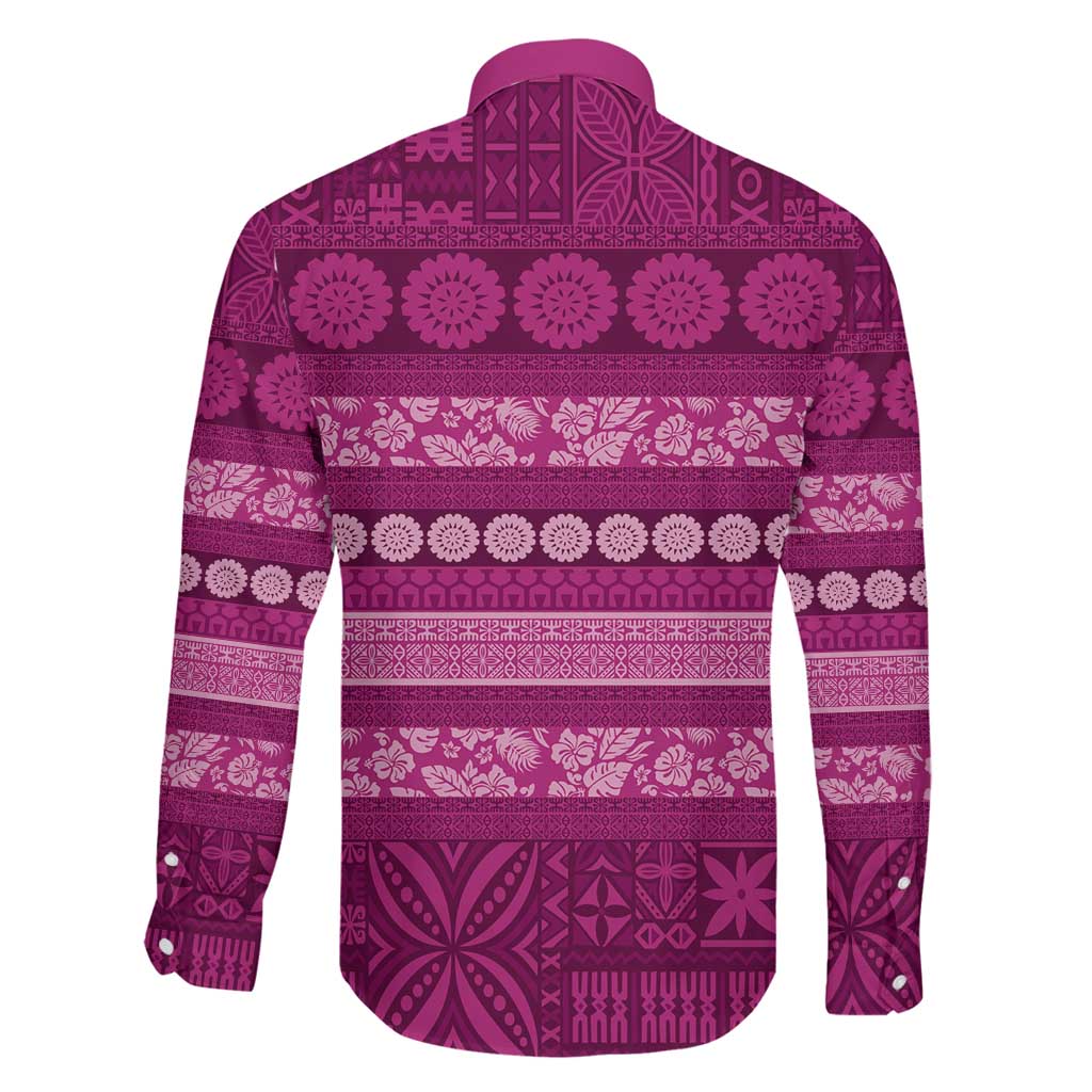 Fiji Marau na Kerisimasi Family Matching Off The Shoulder Long Sleeve Dress and Hawaiian Shirt Pink Tapa Masi Inspired Christmas LT9 - Polynesian Pride