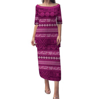 Fiji Marau na Kerisimasi Family Matching Puletasi and Hawaiian Shirt Pink Tapa Masi Inspired Christmas LT9 Mom's Dress Pink - Polynesian Pride