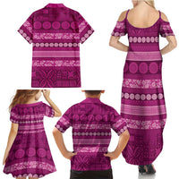 Fiji Marau na Kerisimasi Family Matching Summer Maxi Dress and Hawaiian Shirt Pink Tapa Masi Inspired Christmas LT9 - Polynesian Pride