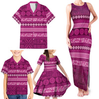 Fiji Marau na Kerisimasi Family Matching Tank Maxi Dress and Hawaiian Shirt Pink Tapa Masi Inspired Christmas LT9 - Polynesian Pride
