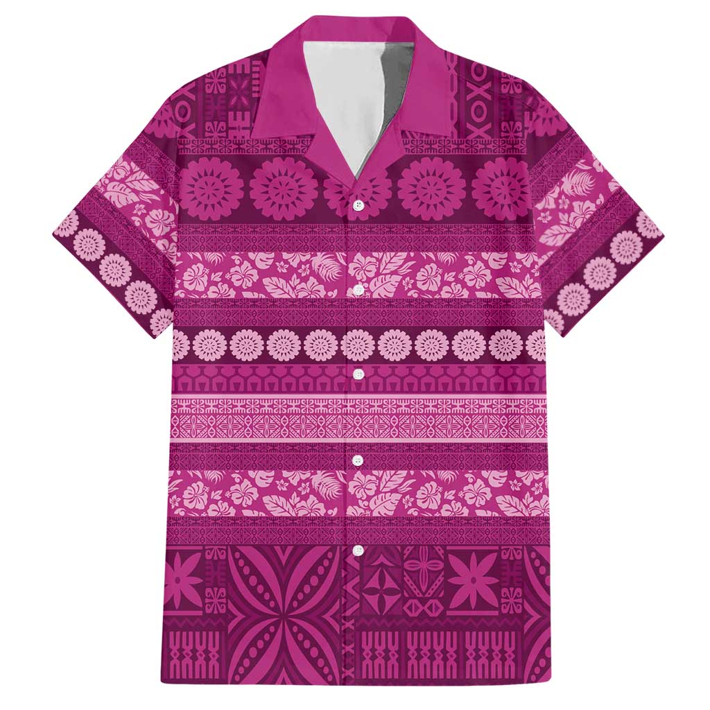 Fiji Marau na Kerisimasi Hawaiian Shirt Pink Tapa Masi Inspired Christmas - Polynesian Pride
