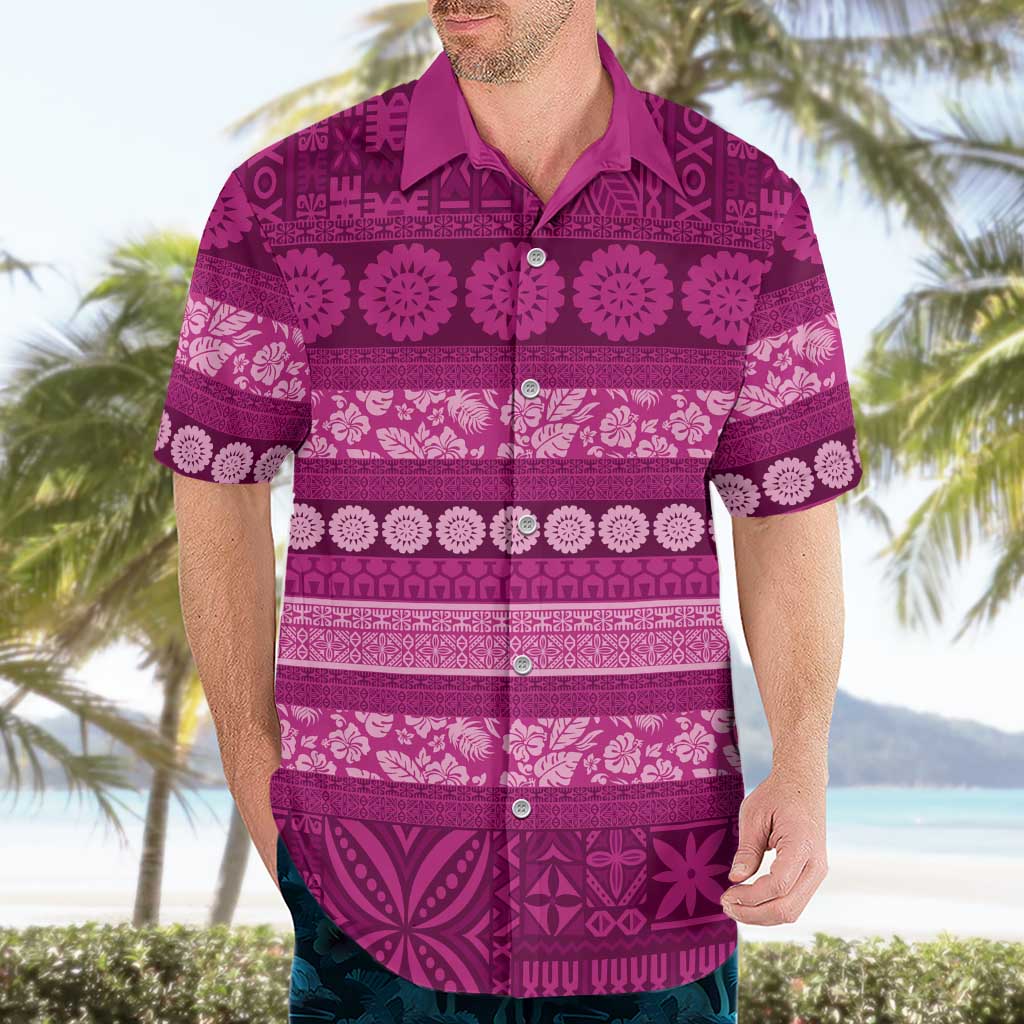 Fiji Marau na Kerisimasi Hawaiian Shirt Pink Tapa Masi Inspired Christmas LT9 - Polynesian Pride