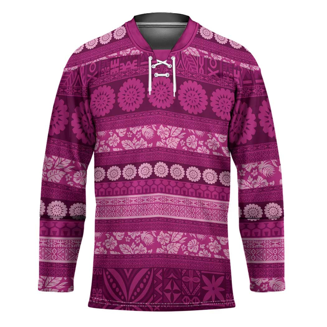 Fiji Marau na Kerisimasi Hockey Jersey Pink Tapa Masi Inspired Christmas LT9 Unisex Pink - Polynesian Pride