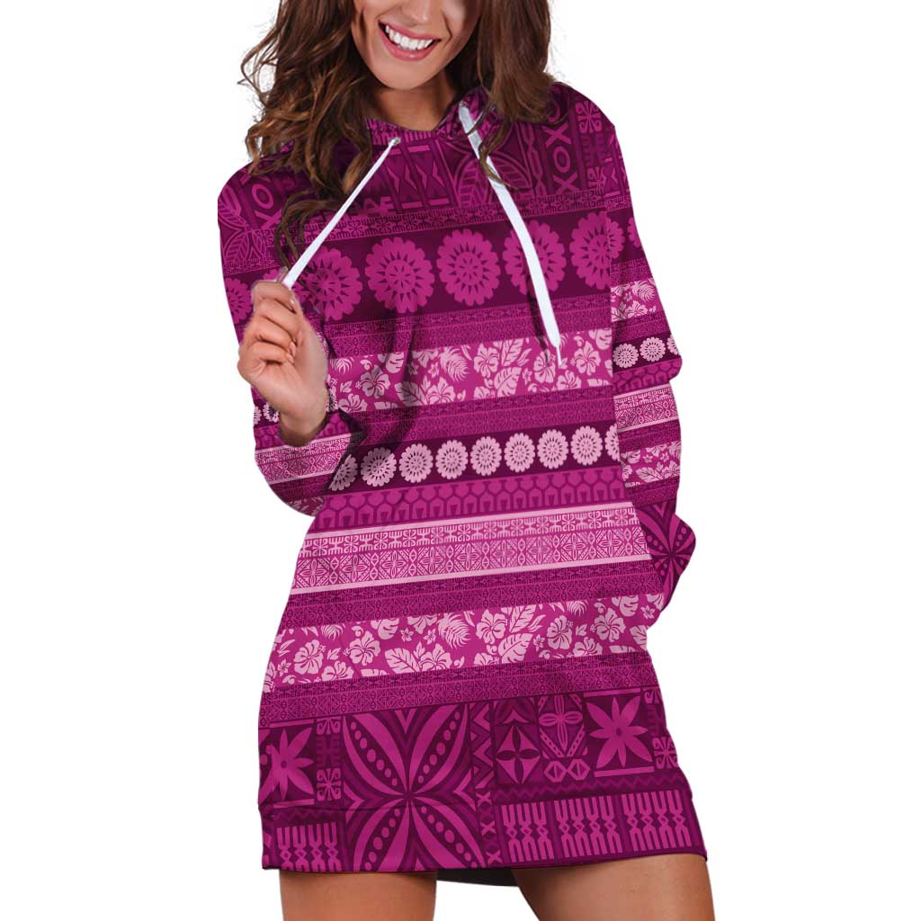 Fiji Marau na Kerisimasi Hoodie Dress Pink Tapa Masi Inspired Christmas LT9 Pink - Polynesian Pride