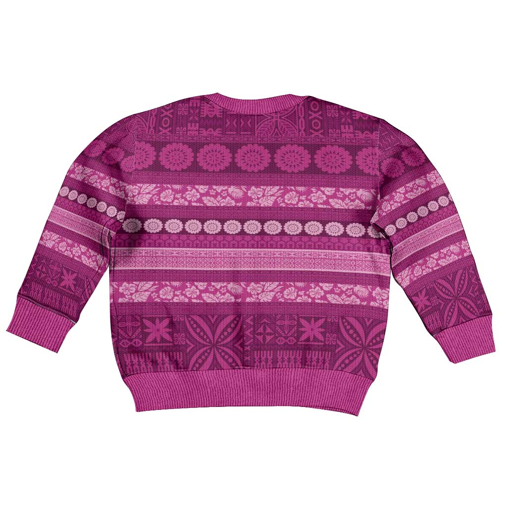 Fiji Marau na Kerisimasi Kid Ugly Christmas Sweater Pink Tapa Masi Inspired Christmas LT9 - Polynesian Pride